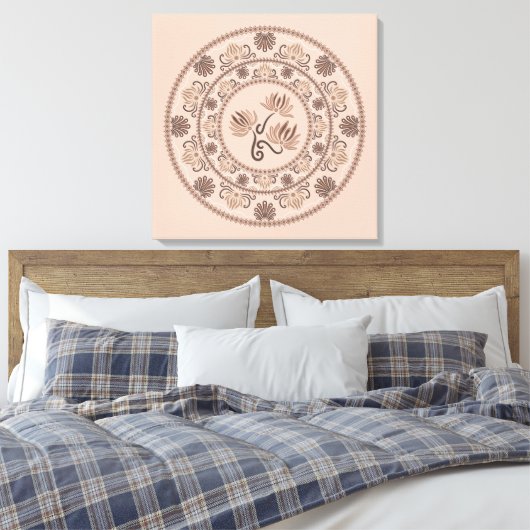 Aangepaste Mocha Rococo Revival Dot Mandala Canvas (Insitu (Slaapkamer))