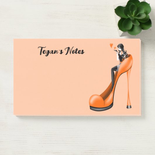 Aangepaste mode diva in stiletto oranje post-it® notes (Kantoor)