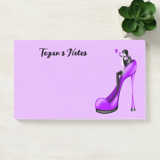 Aangepaste mode diva in stiletto paars post-it® notes (Kantoor)