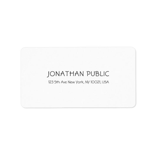 Aangepaste Modern Eenvoudige Elegante Sjabloon Wit Etiket (Voorkant)