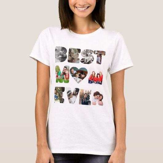 Aangepaste moderne 11 foto Beste moeder ooit T-shirt (Voorkant)