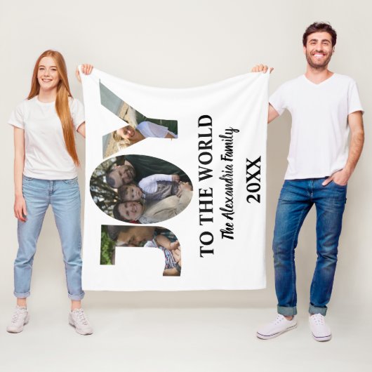 Aangepaste moderne 3 fotocollage-vreugde voor de w fleece deken (In situ)