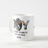 Aangepaste moderne 3 fotocollage-vreugde voor de w koffiemok (Voorkant links)