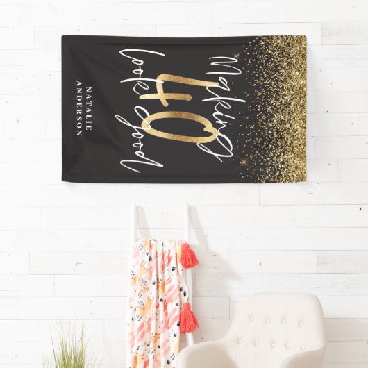 Aangepaste moderne 40e verjaardag zwart-gouden ker spandoek (Insitu)