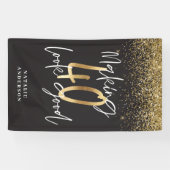 Aangepaste moderne 40e verjaardag zwart-gouden ker spandoek (Horizontaal)