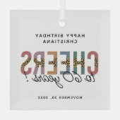 Aangepaste moderne 60e geboortedag-luipaard glas ornament (Achterkant)