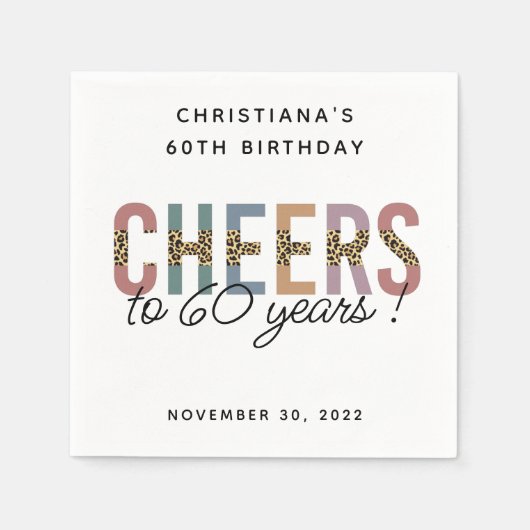 Aangepaste moderne 60e geboortedag-luipaard servet (Voorkant)