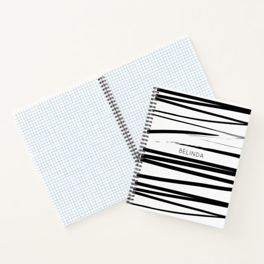 Aangepaste moderne Abstracte kunst met zwarte en w Notitieboek (Binnen)