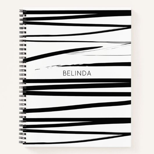 Aangepaste moderne Abstracte kunst met zwarte en w Notitieboek (Voorkant)