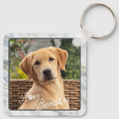 Aangepaste moderne Afbeelding liefdespoottekst Sleutelhanger (Achterkant)