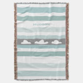 Aangepaste moderne Aqua Striped Clouds Deken (Voorkant Verticaal)