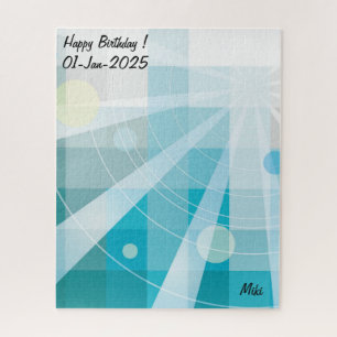 Aangepaste moderne artistieke geometrie blauw legpuzzel