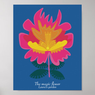 Aangepaste moderne blauwe bloementuin muurposter poster