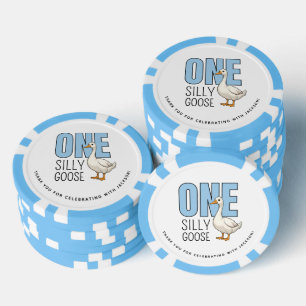Aangepaste moderne blauwe één domme gans eerste ve poker chips
