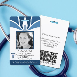 Aangepaste moderne blauwe medische ID-kaart voor z Badge