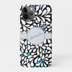 Aangepaste, moderne bloemen blauw blauwgroen ombre iPhone 11 pro hoesje