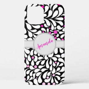 Aangepaste, moderne bloemen met roze ombre iPhone 12 hoesje