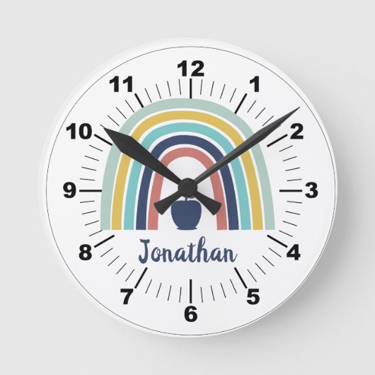 Aangepaste moderne boho-appelregenboog ronde klok (Voorkant)