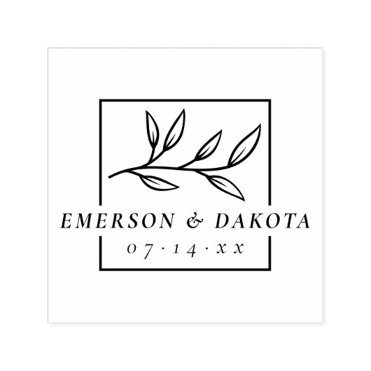 Aangepaste moderne botanische bruiloft | De datum Zelfinktende Stempel (Design)