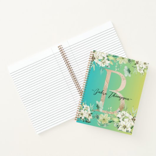 Aangepaste moderne botanische gradiënt groen notitieboek (Binnen)