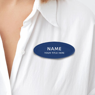 Aangepaste moderne Eenvoudige Basis Blauwe Titel Naambadge