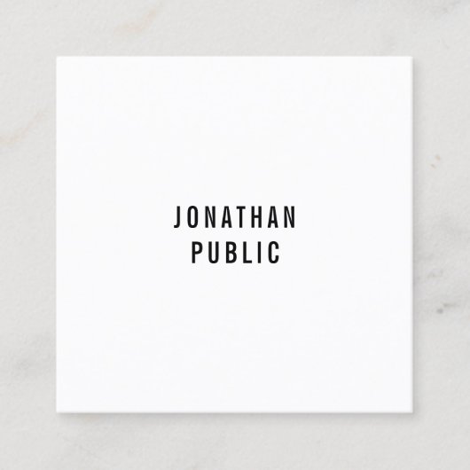 Aangepaste, moderne, eenvoudige, elegante Sjabloon Vierkante Visitekaartje (Voorkant)