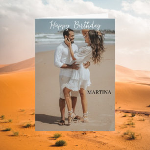 Aangepaste moderne eenvoudige script foto Gelukkig Kaart