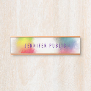 Aangepaste moderne elegante regenboogkleuren Trend Deurbordje