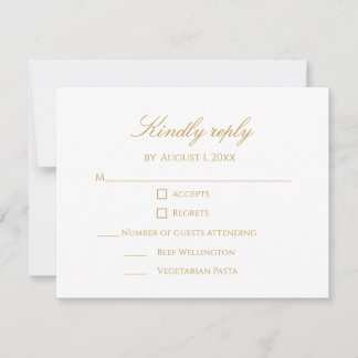 Aangepaste moderne elegante script goud 50ste verj RSVP kaartje