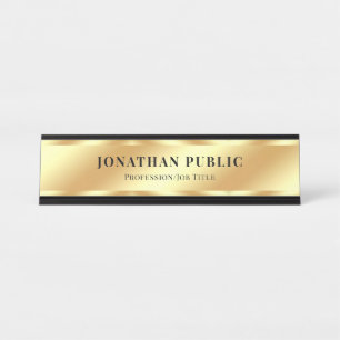 Aangepaste Moderne Elegante Sjabloon Glamour Goud Bureau Naambordje