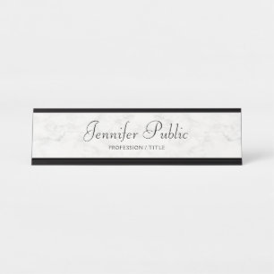 Aangepaste moderne elegante witte marmeren handges bureau naambordje