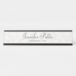 Aangepaste moderne elegante witte marmeren kalligr bureau naambordje