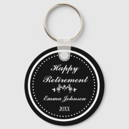Aangepaste moderne elegante zwart-wit gelukkige pe sleutelhanger