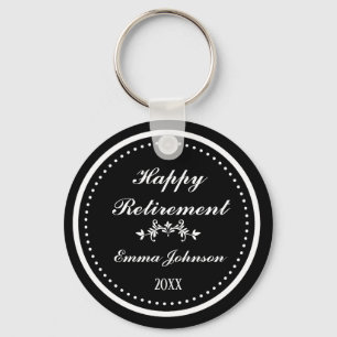 Aangepaste moderne elegante zwart-wit gelukkige pe sleutelhanger