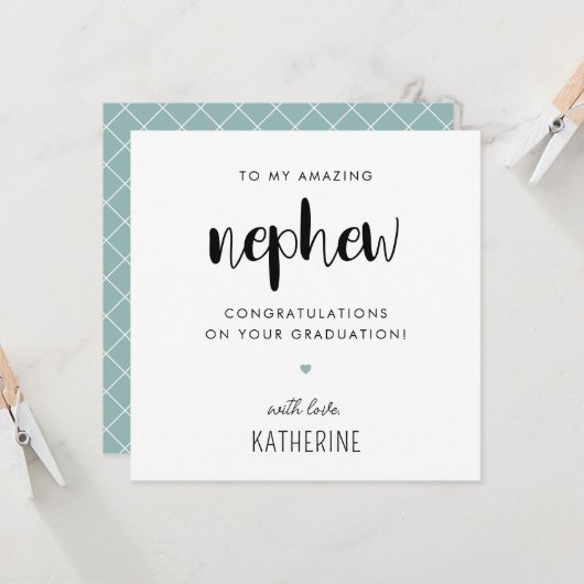 Aangepaste moderne en Schattigee neef Afstuderen Kaart (Voorkant / Achterkant in situ)