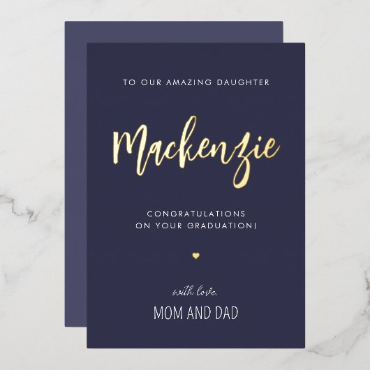 Aangepaste Moderne Folie Dochter Afstuderen Kaart (Voorkant / Achterkant)
