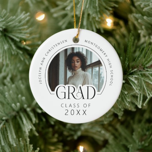 Aangepaste moderne foto-herinnering afstuderen keramisch ornament (Boom)
