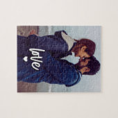 Aangepaste moderne foto Liefde Script Koppel Legpuzzel (Horizontaal)