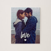 Aangepaste moderne foto Liefde Script Koppel Legpuzzel (Verticaal)