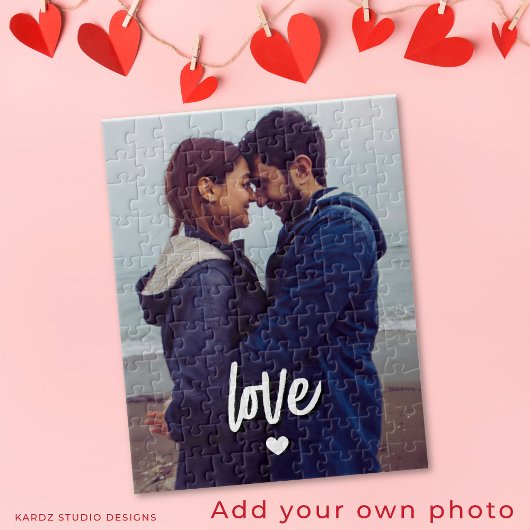 Aangepaste moderne foto Liefde Script Koppel Legpuzzel