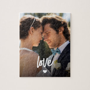 Aangepaste moderne foto-liefdesscript voor koppels legpuzzel