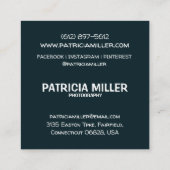 Aangepaste moderne fotografie vierkante visitekaartje (Achterkant)