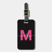 Aangepaste Moderne Girly Roze Monogram Naam Bagagelabel (Voorkant verticaal)
