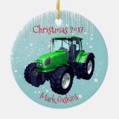 Aangepaste moderne Green Tractor "Kerstmis 20XX" Keramisch Ornament (Achterkant)