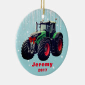 Aangepaste moderne Green Tractor "Kerstmis 20XX" Keramisch Ornament (Rechts)