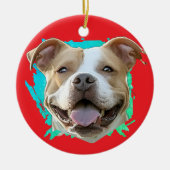 Aangepaste Moderne Grunge Pet Lover Pitbull Dog Fo Keramisch Ornament (Voorkant)