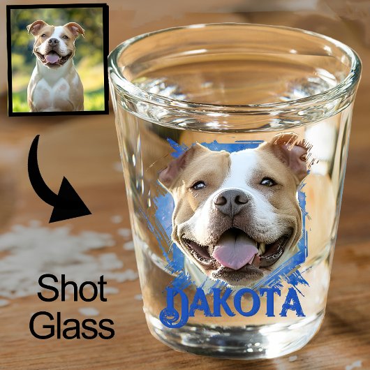 Aangepaste Moderne Grunge Pet Lover Pitbull Dog Fo Shot Glas