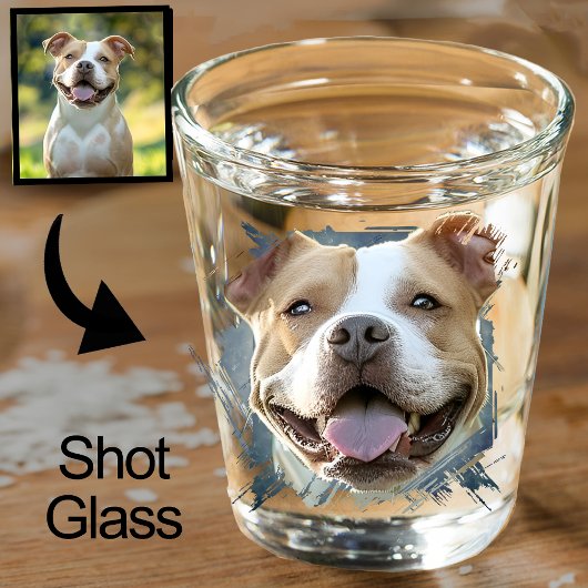 Aangepaste Moderne Grunge Pet Lover Pitbull Dog Fo Shot Glas