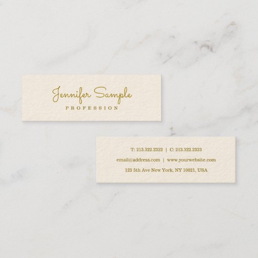 Aangepaste Moderne Handgeschreven Faux Gold Text S Mini Visitekaartje (Voorkant / Achterkant)