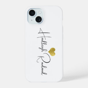 Aangepaste moderne handgeschreven script naam mono iPhone 15 hoesje
